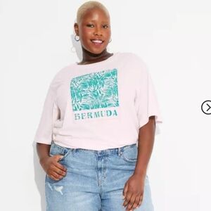 Cotton Pink Boxy Short Sleeve Tee